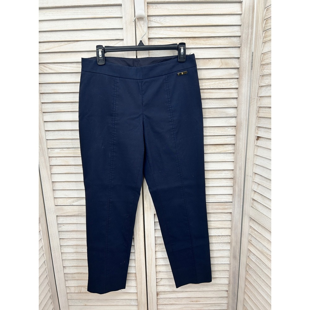 Tory Burch Trousers Size 6 Navy Blue Workwear Old Money Stretch Straight Leg